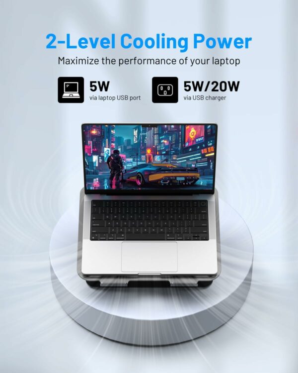 Adjustable Laptop Cooling Stand with Detachable Thermoelectric Cooler, 360° Rotation Base, Solid Carbon Steel, 20Db Ultra-Quiet, 2-Power Peltier Cooling Pad for Laptop up to 16-inch – Image 7
