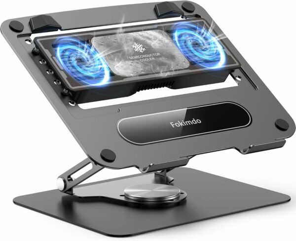 Adjustable Laptop Cooling Stand with Detachable Thermoelectric Cooler, 360° Rotation Base, Solid Carbon Steel, 20Db Ultra-Quiet, 2-Power Peltier Cooling Pad for Laptop up to 16-inch – Image 2