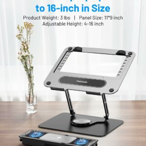 Adjustable Laptop Cooling Stand with Detachable Thermoelectric Cooler, 360° Rotation Base, Solid Carbon Steel, 20Db Ultra-Quiet, 2-Power Peltier Cooling Pad for Laptop up to 16-inch