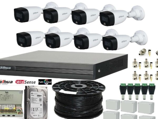 KIT 8 CAMÉRAS DE SURVEILLANCE 2MP COLORVU DAHUA + ACCESSOIRES