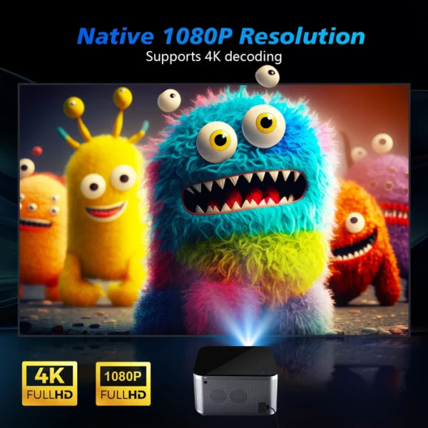 Projecteur Magcubic HY350 Pro 580ANSI Android 11 4K 1080P Wifi6 Commande vocale Allwinner H713 Mise au point électronique BT 5.0 Home Cinéma – Image 2