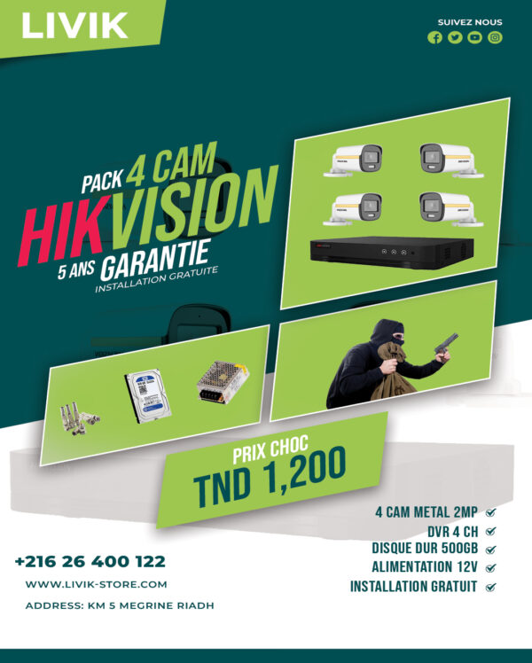 Pack Caméras de Surveillance Hikvision Tunisie